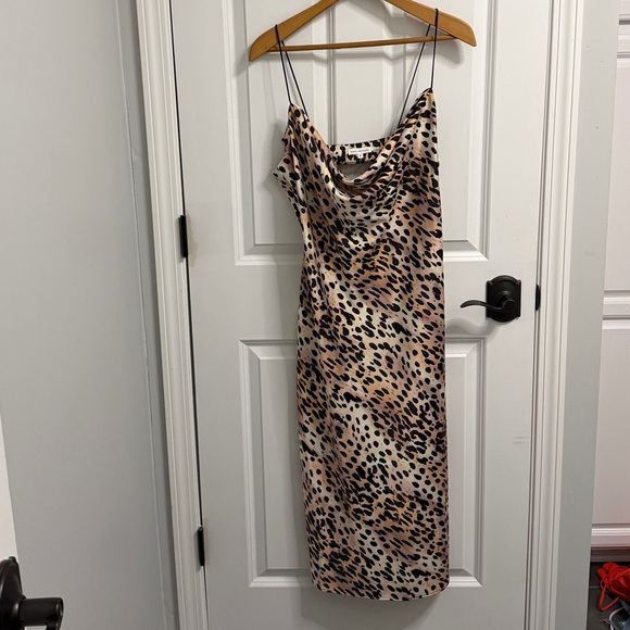 GOOD AMERICAN Leopard Print Strappy Slip  MIDI Dress Size 4 - Picture 2 of 5